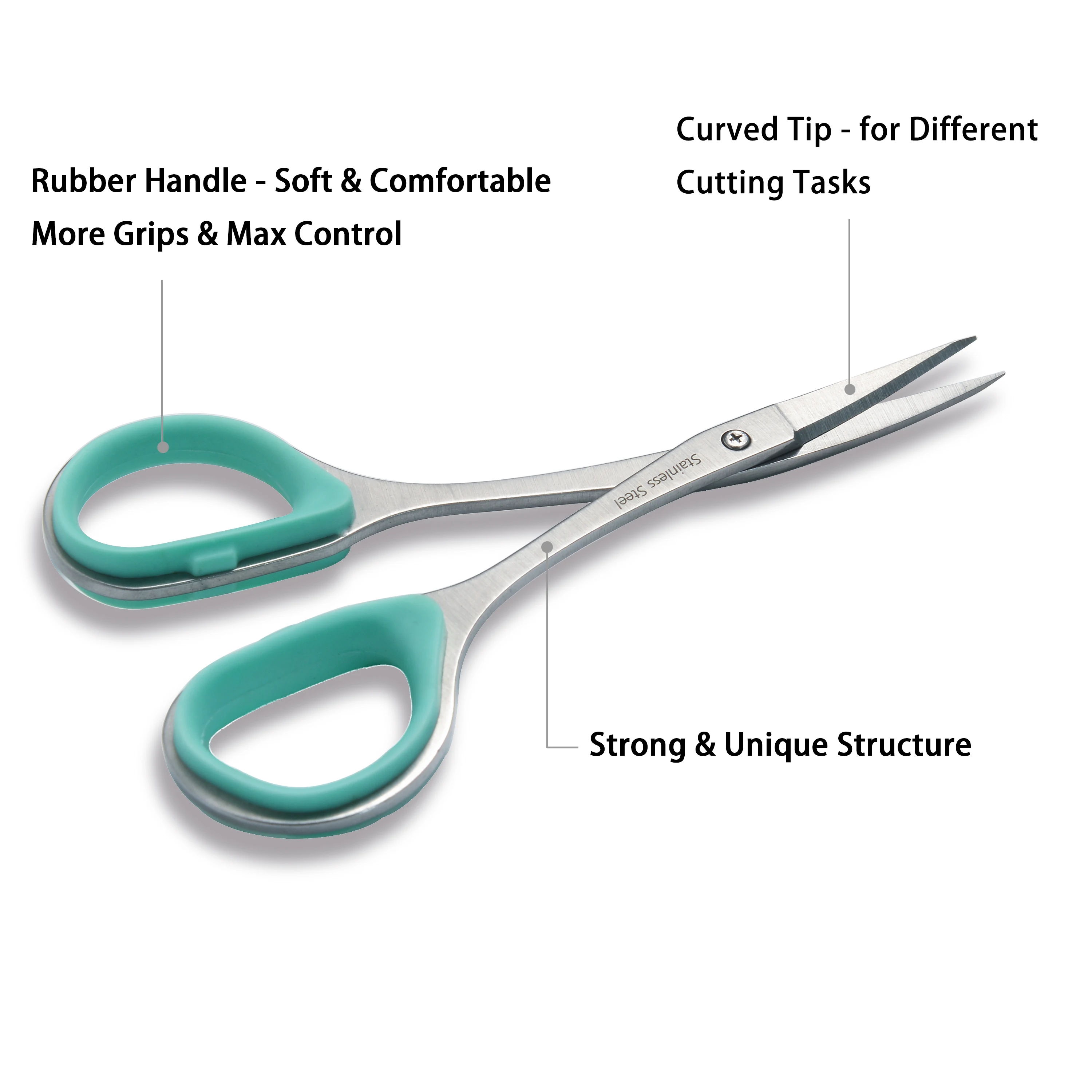 Stainless Steel Curved and Straight Nail Cuticle Manicure Scissor Set Multi-Purpose Pedicure Beauty Grooming Tool