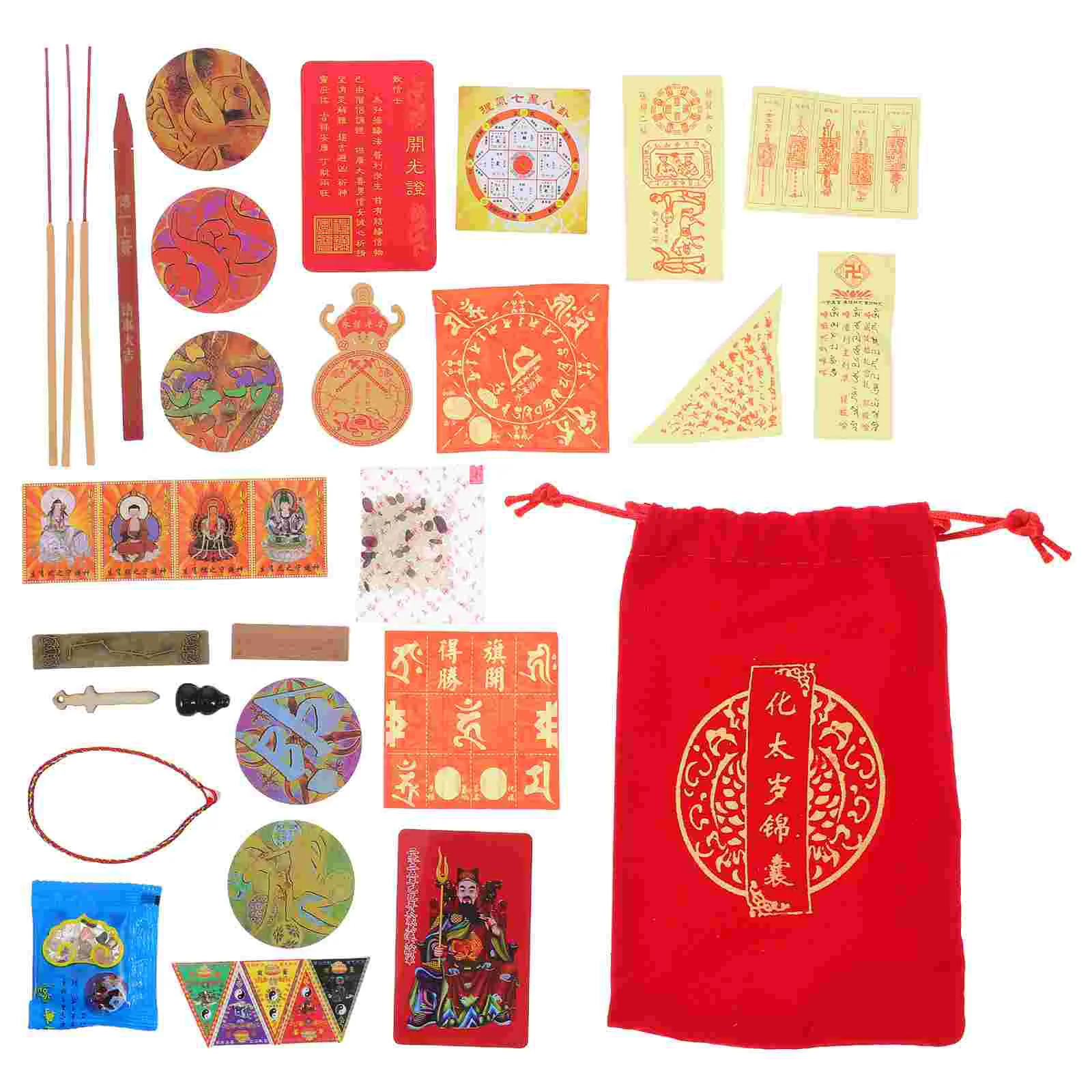 

1 Box Tai Sui Lucky Bag Amulet Chinese Fabric Sachet Handmade Tassels naments Good Fortune Present Bags Snake Year Decor Jewelry