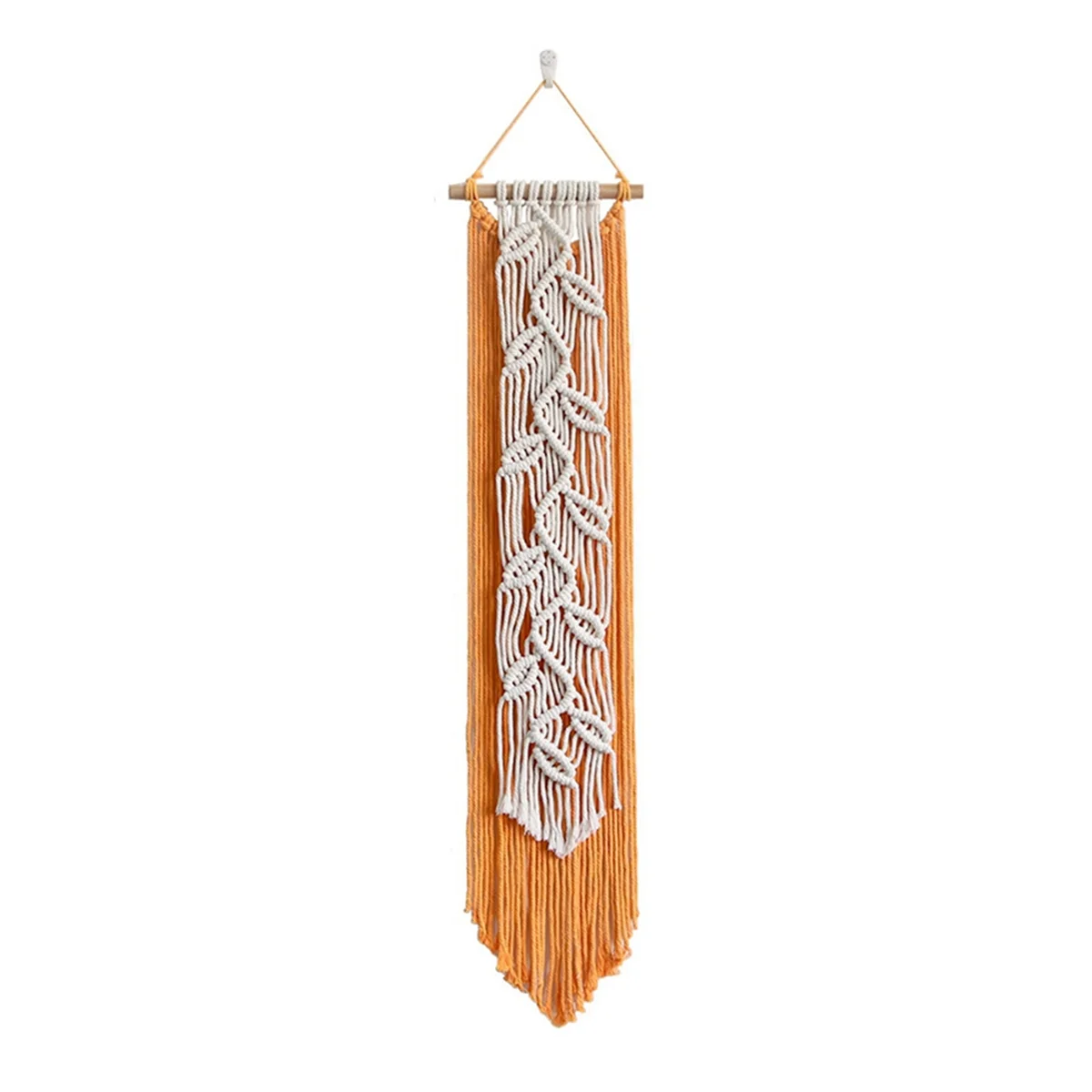 N38R_Nordic Leaf Woven Macrame Tapestry Hanging Boho Tassel Wall Hanging A