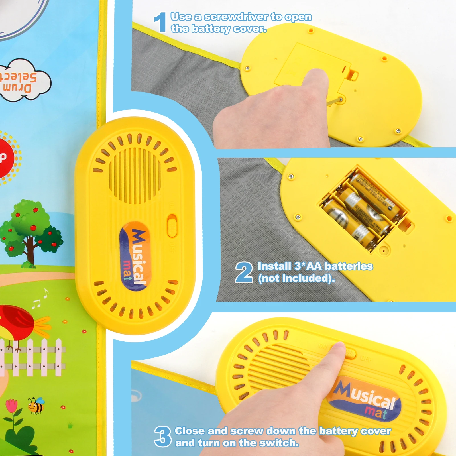 Tapis de Piano Musical pour enfants, 80x50cm, clavier au sol, tambour, jouets, tapis de danse avec Instruments, sons, jouets éducatifs pour enfants