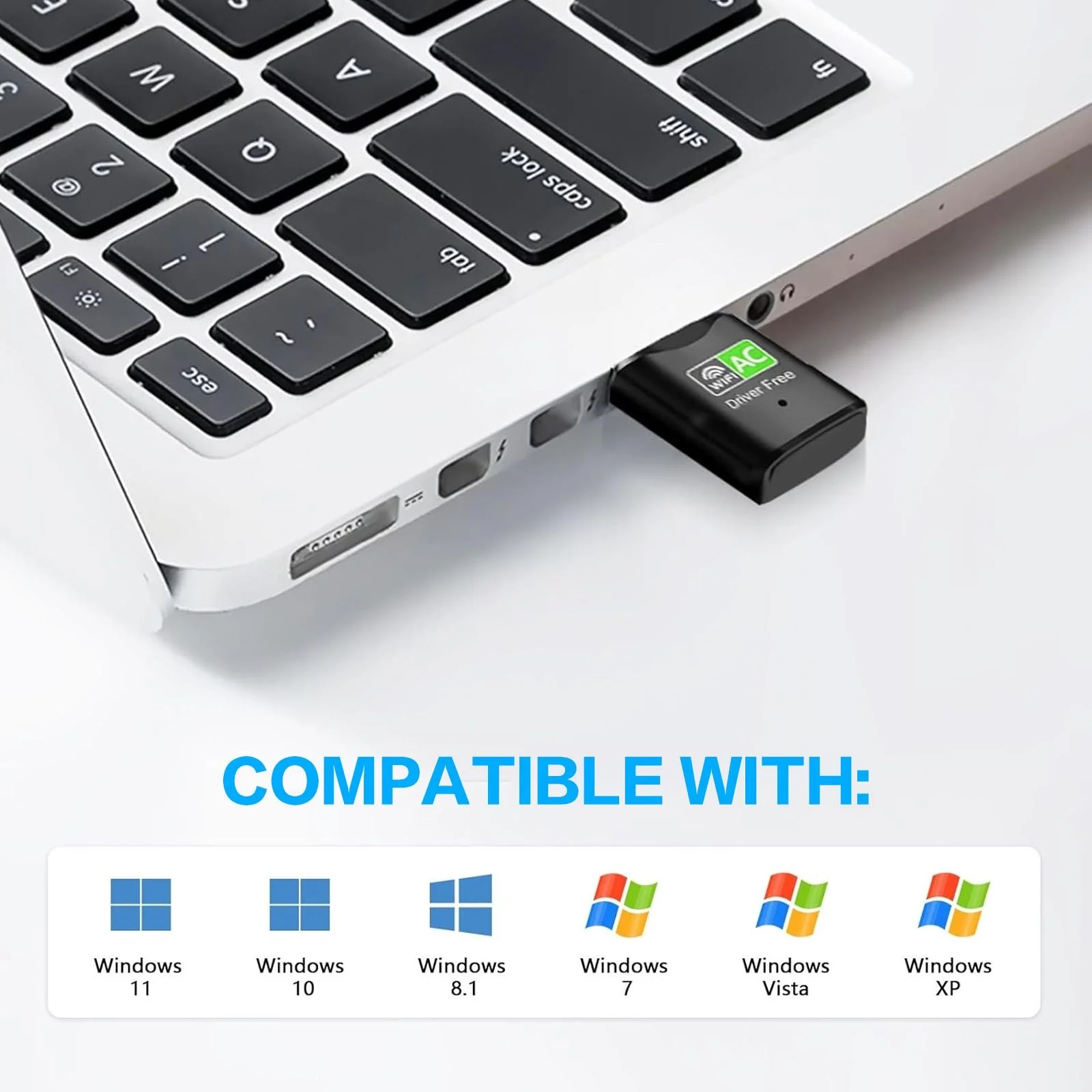 محول واي فاي USB AC600، ثنائي النطاق 2.4 جيجا/5 جيجا هرتز شبكة لاسلكية صغيرة دونجل للكمبيوتر المكتبي والكمبيوتر المحمول، يدعم نظام التشغيل Windows 11/10 #4