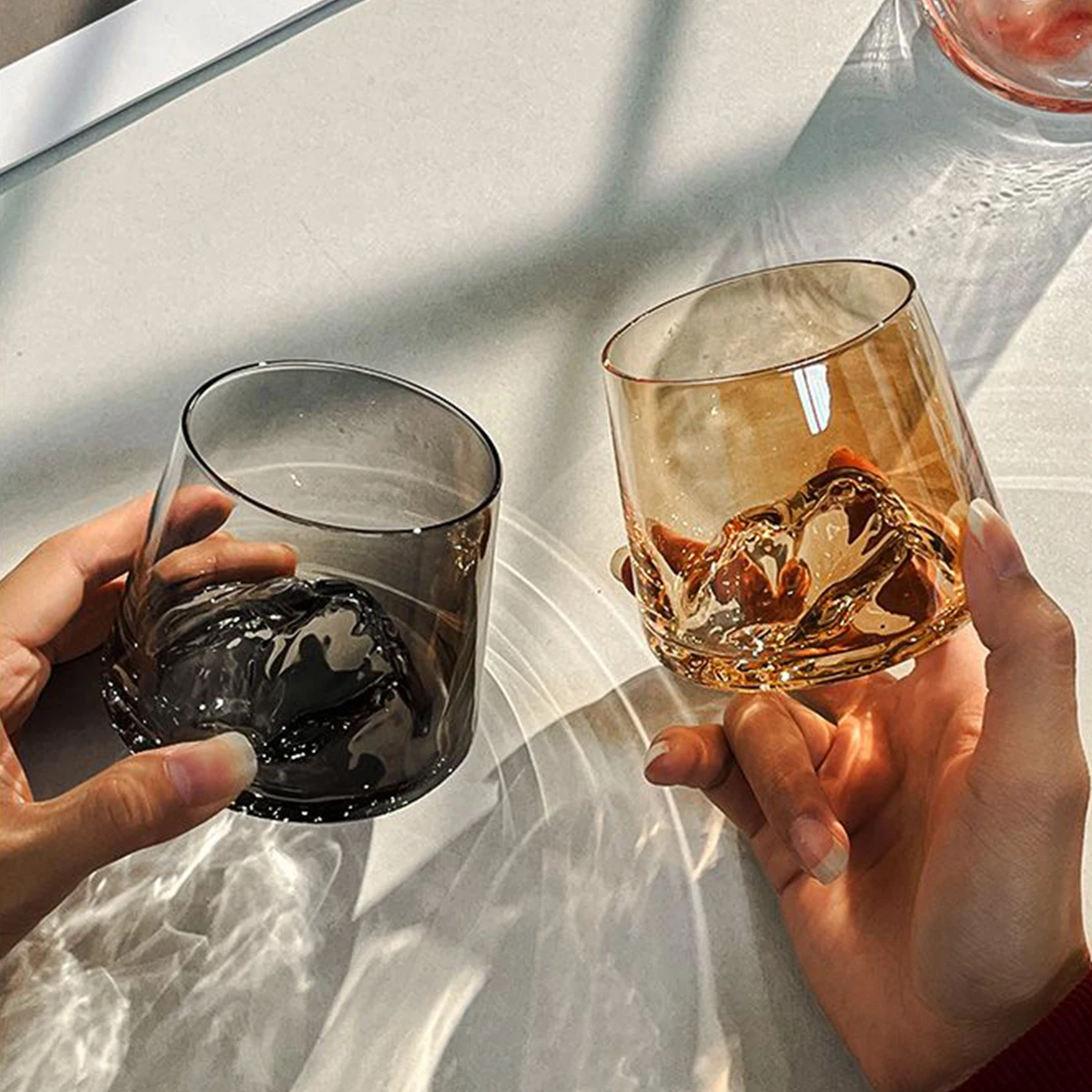 (Can Engrave Logo) 230ML Color Electroplated Glass, Iceberg Whiskey Cup, Water Glass, Beverage Cup, Milk Glass, Beer Cup