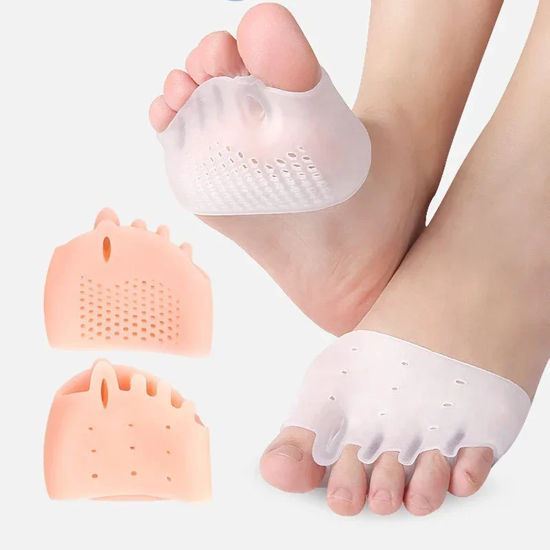 2Pcs Silicone Forefoot Pads Five-hole Honeycomb Toe Separator Gel Insoles Pain Relief Prevent Callus Blisters Corn Foot Care