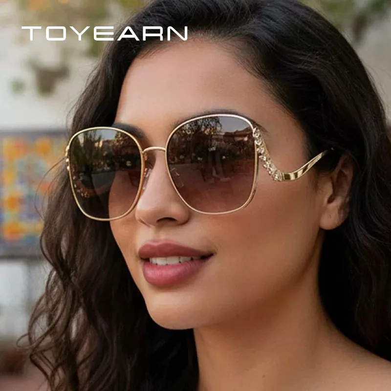 

y2k Большие солнцезащитные очки для женщин, винтажные солнцезащитные очки в стиле панк, популярные роскошные брендовые дизайнерские элегантные бриллиантовые изогнутые оттенки