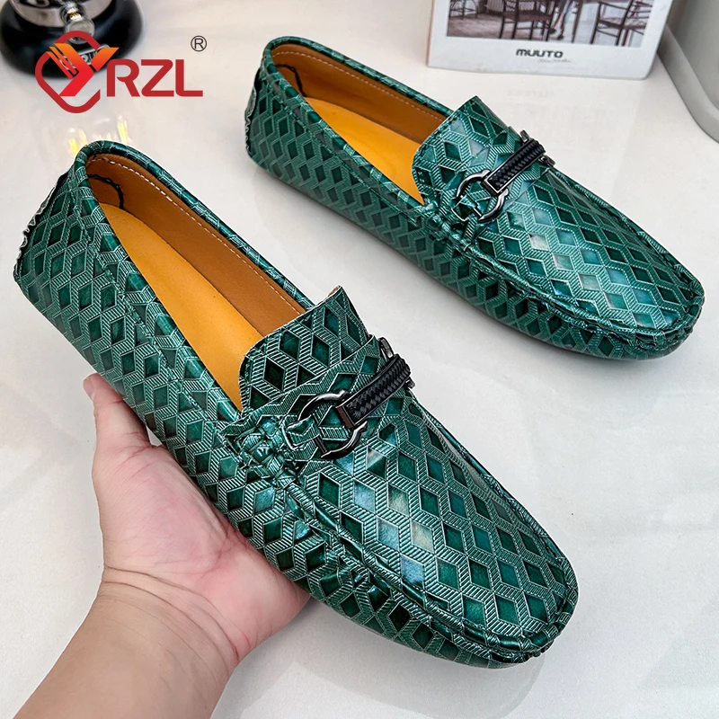 

YRZL Handmade PU Leather Loafers Men Casual Shoes Big Size 48 Shoes Men Loafers Moccasins Comfortable Slip on Driving Men Shoes