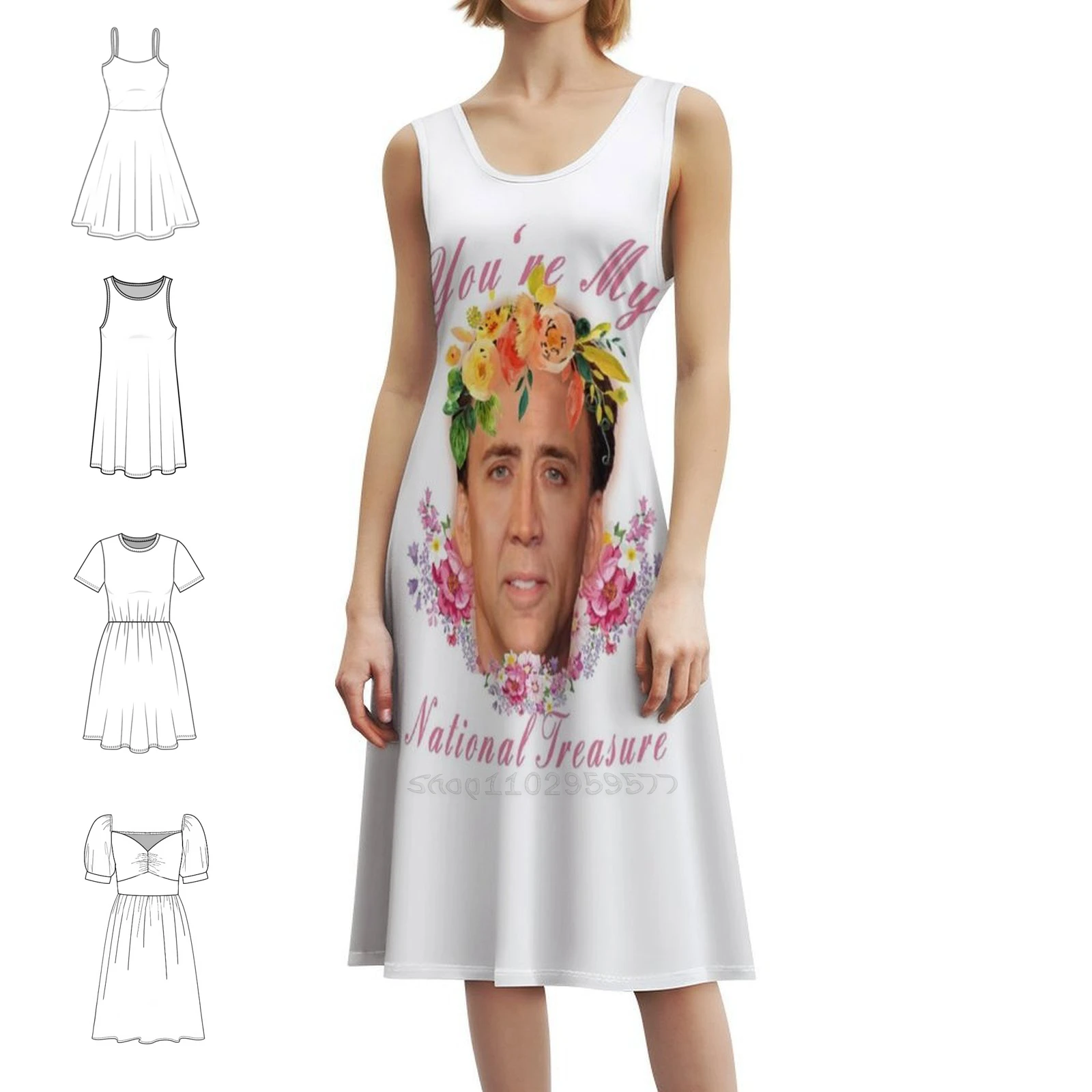 

Nicolas Cage-You'Re My National Treasure-Nicholas Floral Smock Dress For Women Spring Summer Casual Dress For Party Nicolas