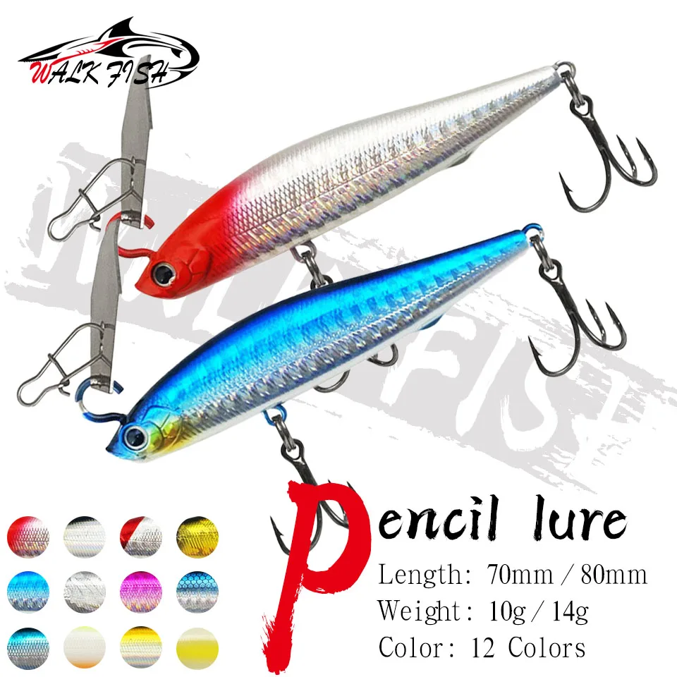 WALK FISH 1PCS 70/85mm 10/14g Zittern Sinking Bleistift Totale Kotflügel Angeln locken Hochfrequenz Vibration Wobbler Harten Köder