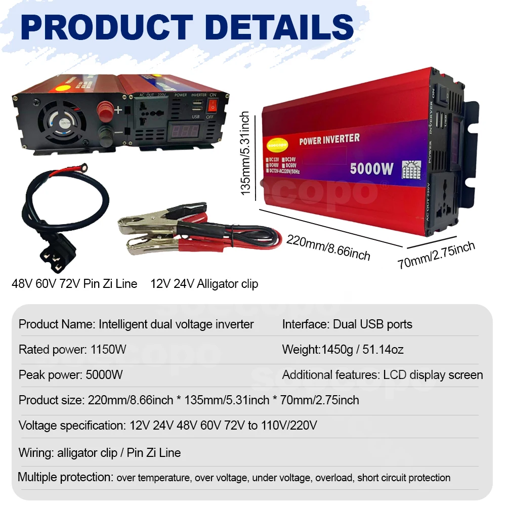 5000W Solar Kit Dual Spannung 5000W Inverter LCD Dual Outlets DC 12V24V zu AC220V 300W Solar Panel 30A Controller Hause Camping RV