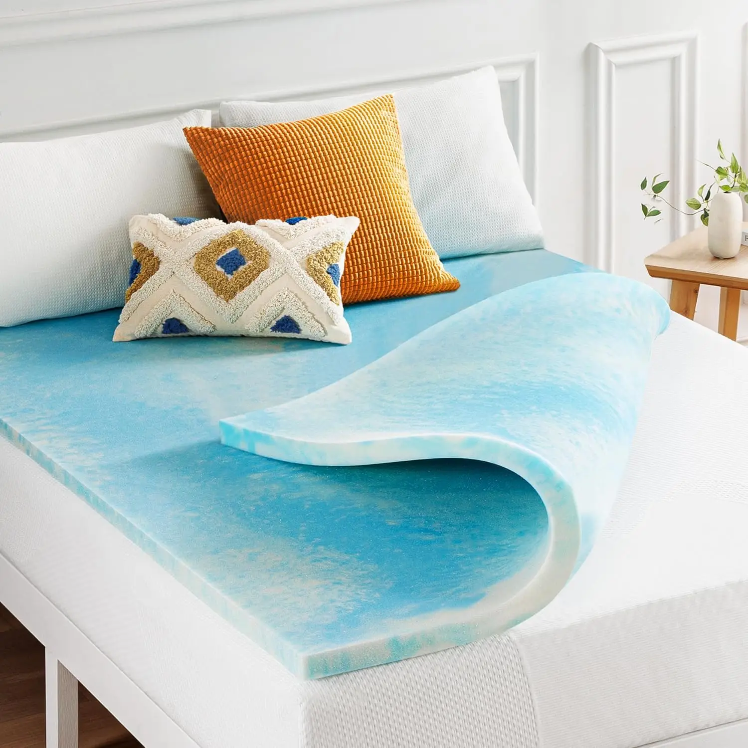 

2 H Swirl Gel Aerobreeze Cooling Air Flow Memory Foam Mattr Topper, Full