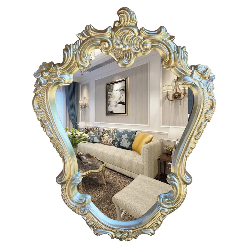 

European style, retro, bathroom mirror, light luxury, bathroom, wall mirror