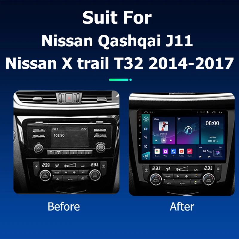 Android Car Radio GPS Navigation Multimedia Video Player for Nissan Qashqai J11 Nissan X trail T32 2014 2017 Stereo Carplay 4G