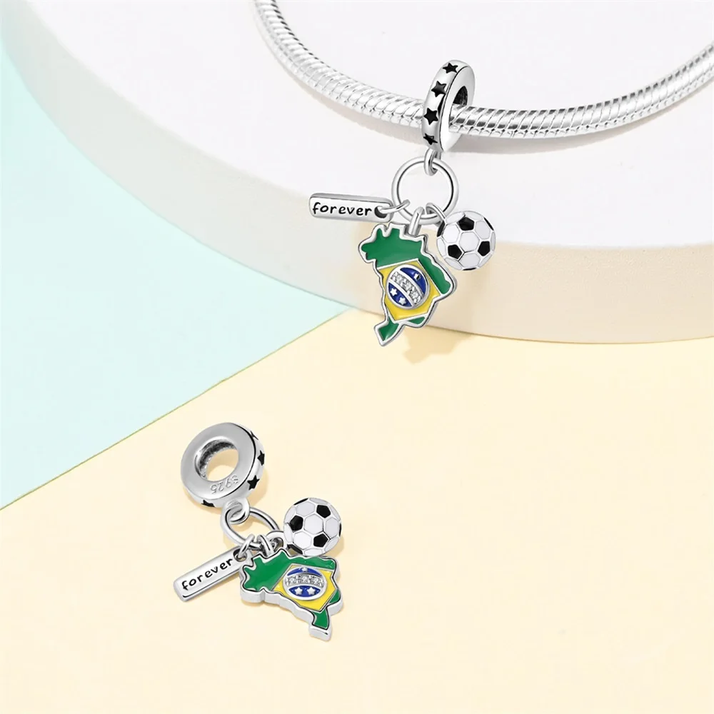 

Charms Silver 925 Football Pendant Beads Fit Charms Plata 925 Original Bracelet Beads Women Jewellery Making