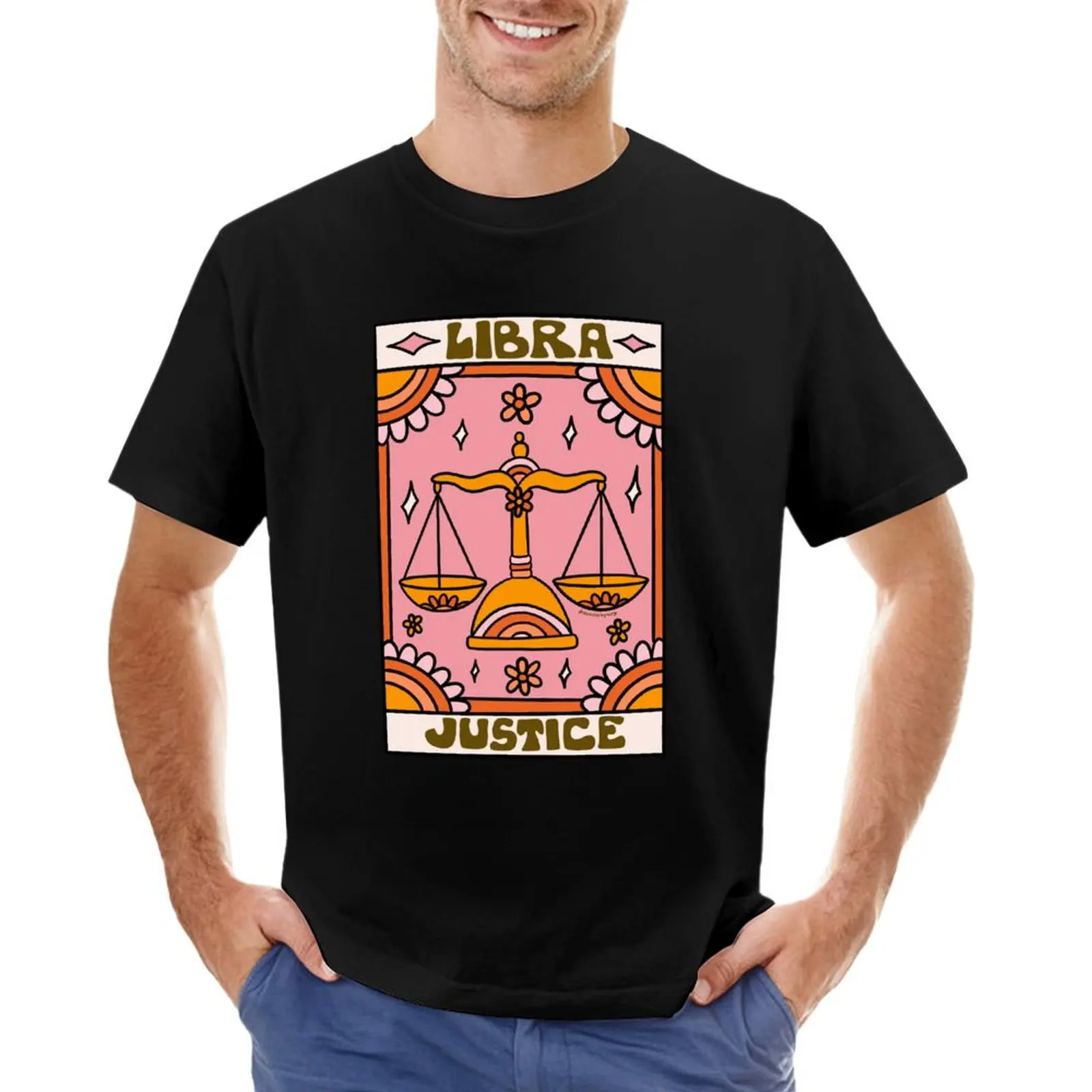 Libra Tarot Card T-Shirt custom t shirt heavyweights plain black t shirts men