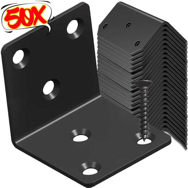 Universal Stainless Steel Corner Brackets 90 Degree Right Angle Fixed Bracket Wood Bedframe Cabinet Furniture Hardware Connector