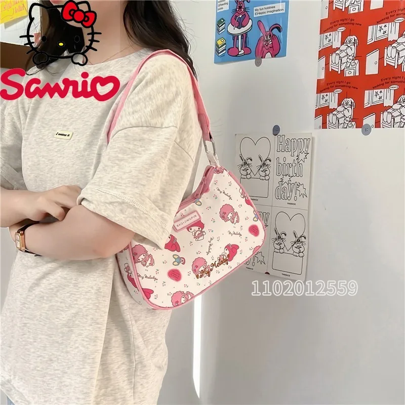 Bolso de hombro de Hello Kitty para mujer, bolso de mano de dibujos animados, marca de lujo, bolso de moda, ligero y de gran capacidad, nuevo