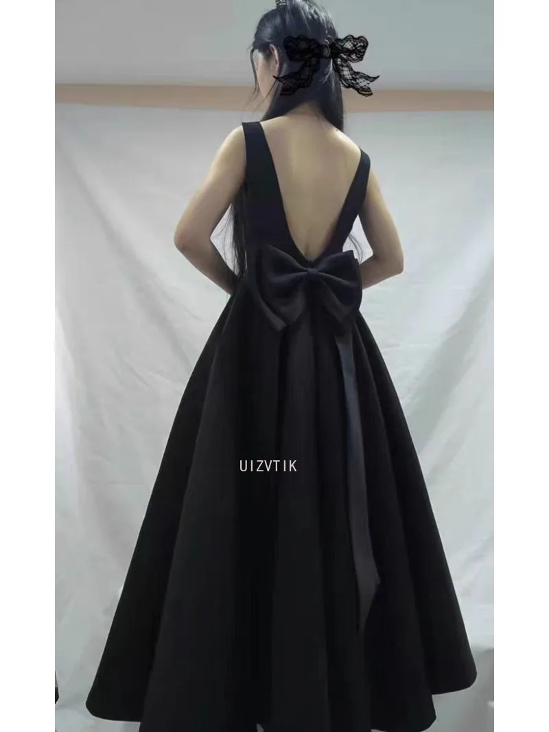 

Sexy Backless Big Bow-tie Evening Guest Long Dresses for Women 2025 Elegant Prom Party Birthday Customized Formal Occasion Dress