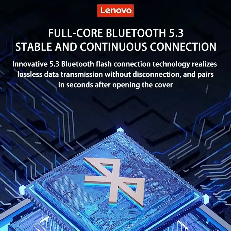 100% Lenovo oficial Thinkplus XT80 auriculares inalámbricos estéreo HiFi 100h batería de larga duración Bluetooth 5,3 auriculares para juegos