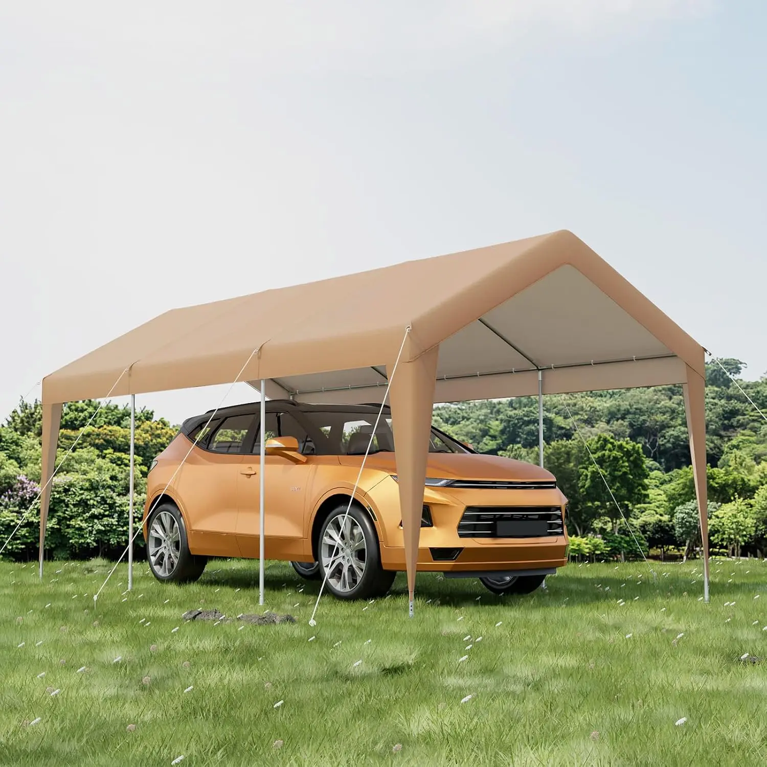 Heavy Duty 10x20FT Car Shelter, 180g PE Canopy, 8 Steel Legs, Portable Garage for SUV Truck Outdoor Party, Customized