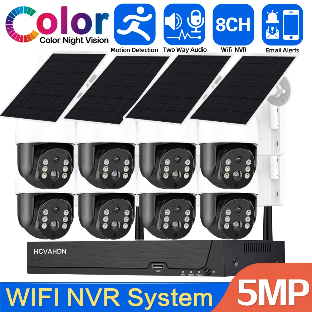 

ICSEE 5MP 8CH Wifi NVR Kit 4MP Wireless CCTV Security Camera System Outdoor Solar Battery Powered Wifi PTZ IP Camera Video Surv