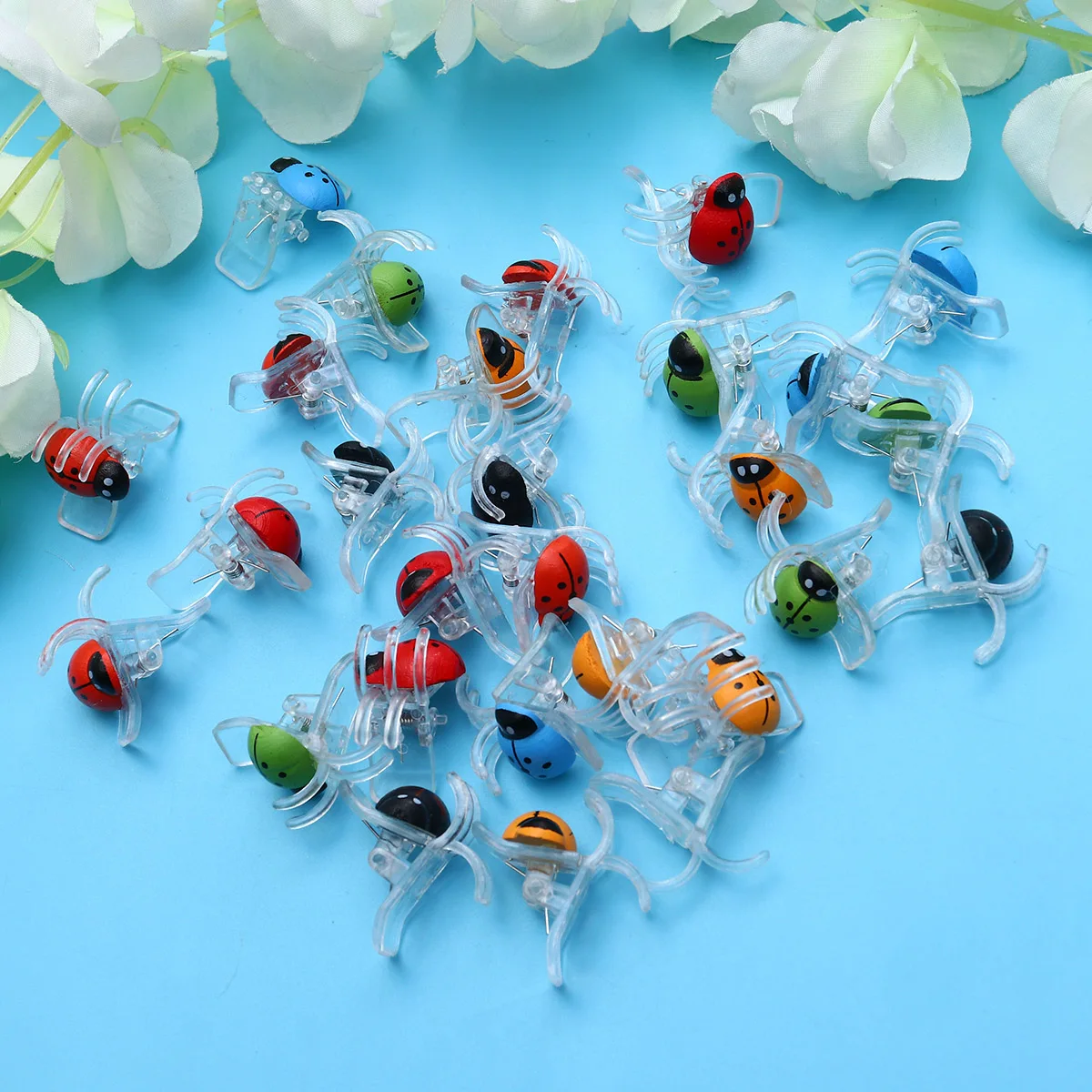 

30 pcs 6 Colors Orchid Durable Garden Flower Vine Fixed Ladybug Shape Eco Friendly Plastic For Bonsai Grape Plants Plant Support