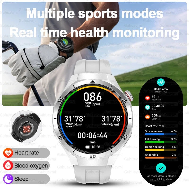 Huawei 社 DT5 プロスマートウォッチ男性 AMOLED スクリーン 4 ギガバイトメモリ音楽プレーヤー GPS スポーツフィットネストラッカー IP68 防水スマートウォッチ