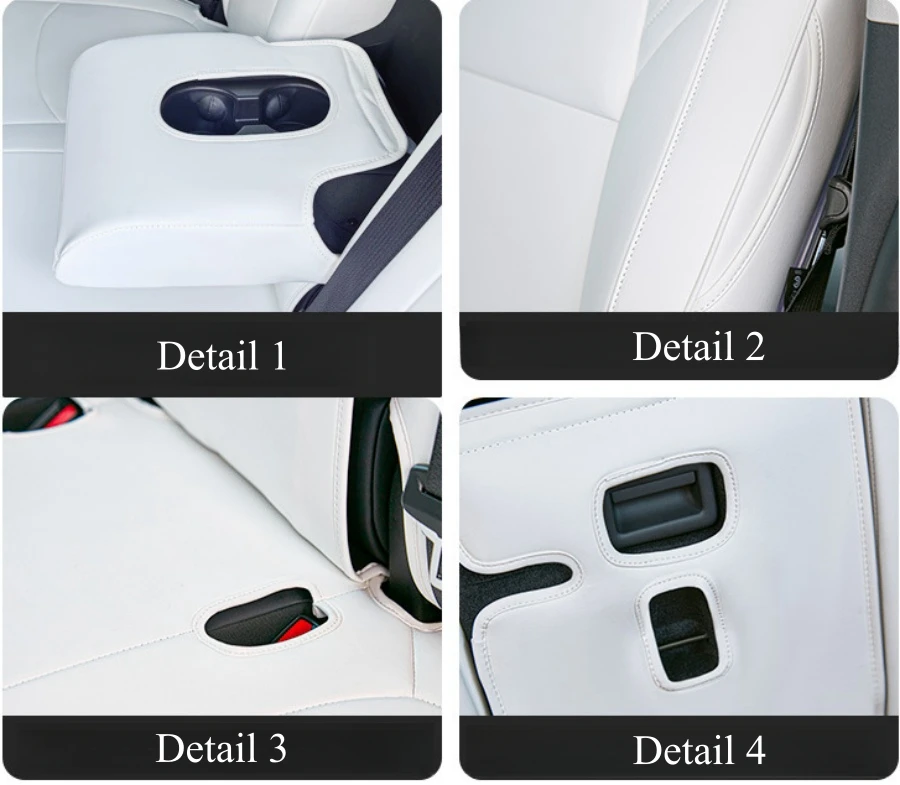 White Nappa PU Seat Covers For Tesla Model Y Model 3 2024-2019 Highland Front & Rear 5-Seat Car Cushions All Weather Protection