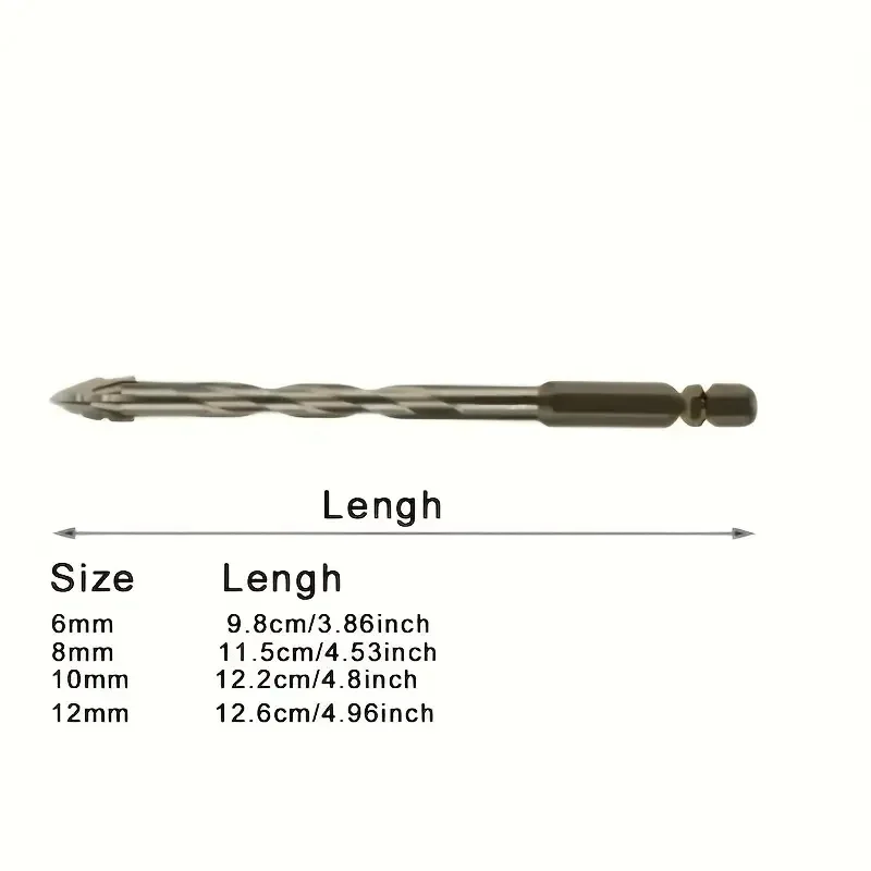 4-Flute Carbide Drill Bit Set for Ceramic, Glass, Marble, Concrete & Stainless Steel - Durable Cutting Tools