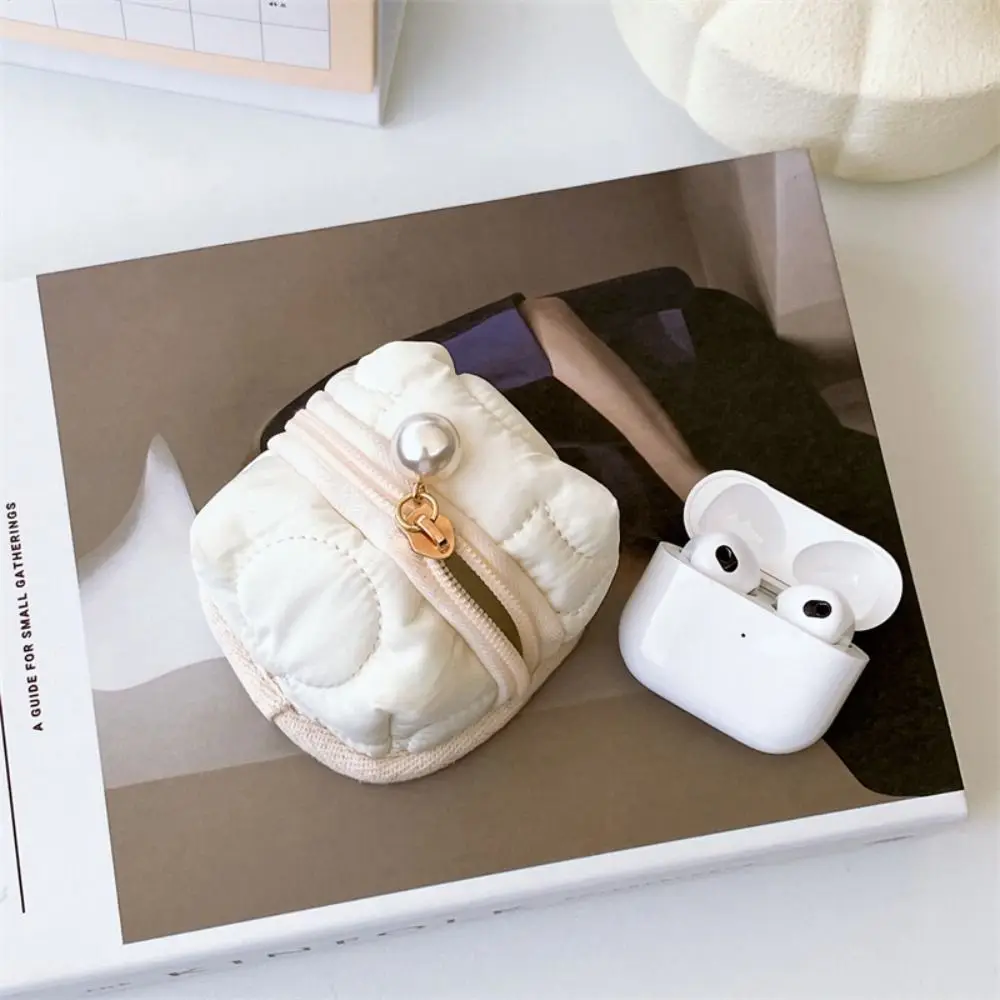 Mini Storage Bag Square Earphone Bag Portable Small Earphone Cover Protective Dustproof Coin Purse Student