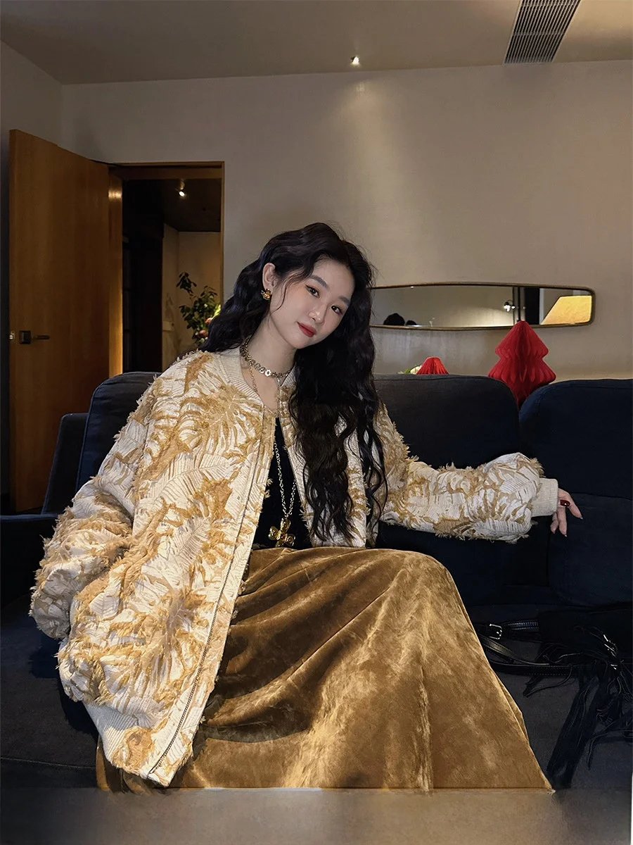 

Новая утепленная куртка-бомбер Sanji Bla 2024 с цветочной вышивкой, хлопковая верхняя одежда в корейском стиле, повседневная, осенне-зимняя, с длинными рукавами