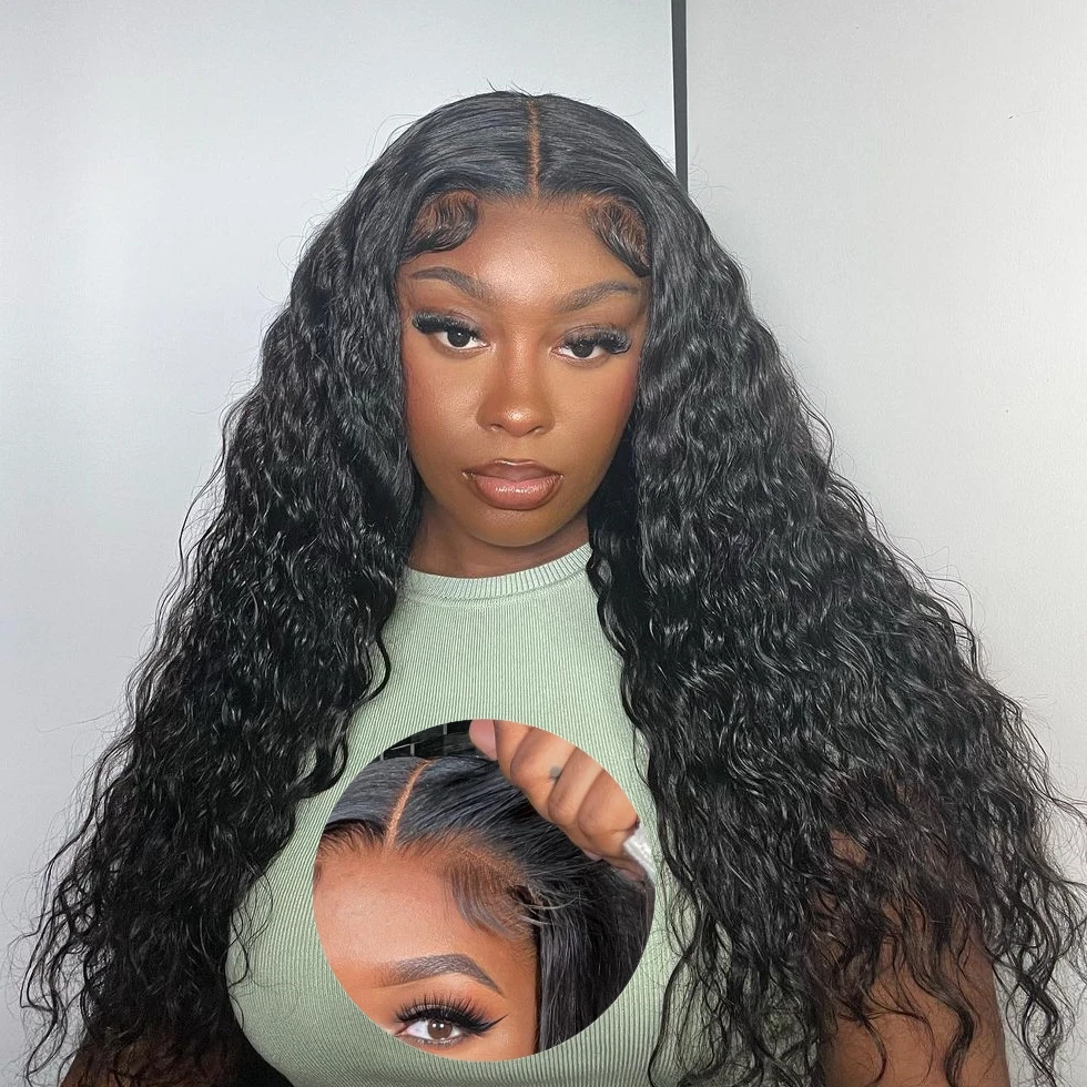 5x5 6x4 Deep Wave Wear and Go Glueless Human Hair HD Lace Closure Wig for Women Brazilian Transparent Pre Cut Lace Frontal Wigs