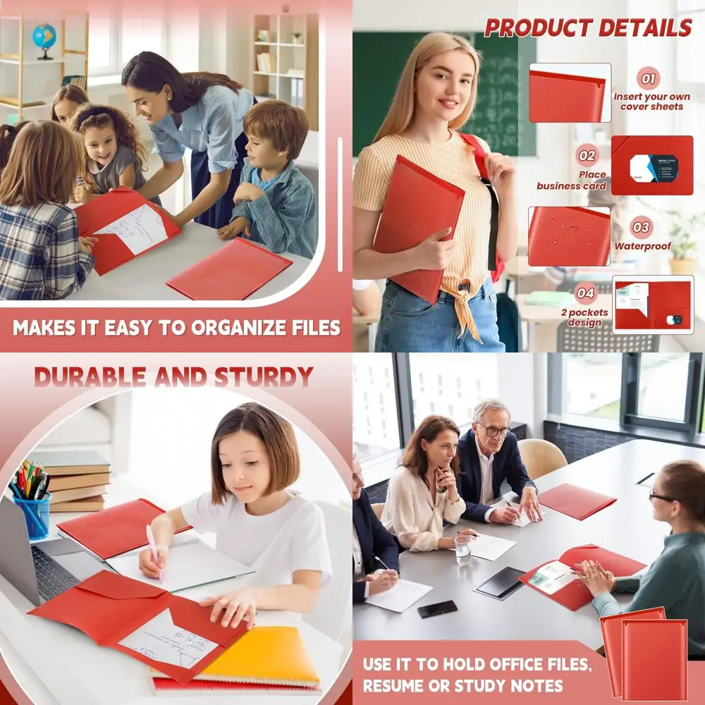 

Plastic Folders with Clear Front Pockets, Heavy Duty, 2 Pockets, Card Slot, Bulk for Student and Teacher Supplies, Back to Schoo