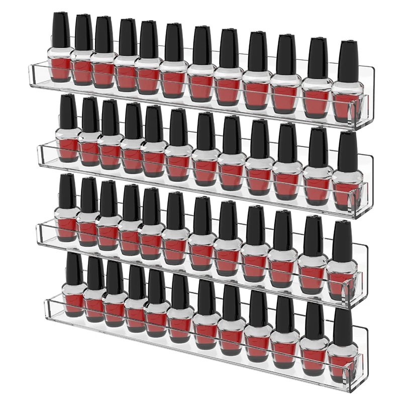 1/4 Layer Lipstick Organizer Wall-mounted Shelf Nail Polish Display Rack Transparent Acrylic Storage Holder Nail Art Tools