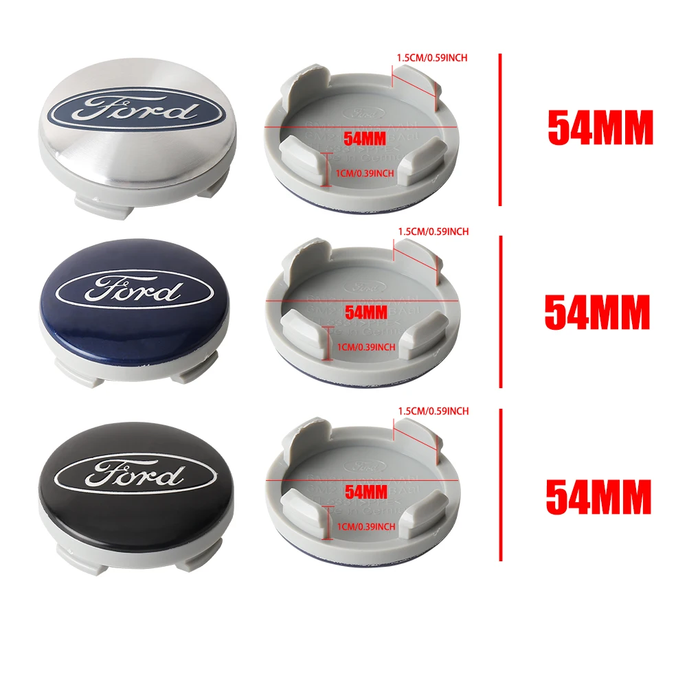 4Pcs 54/56/60MM For Ford Fiesta C-Max Kuga Ranger Raptor KA Fusion ST Transit Edge Car Wheel Center Hup Caps Wheel Cover Sticker