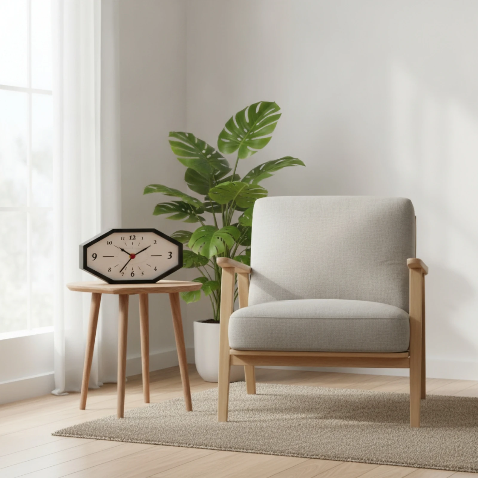 Octagonal Clock Modern Clock with Octagonal Face Wall Timepiece Clean Accurate for Living Room, Entryway