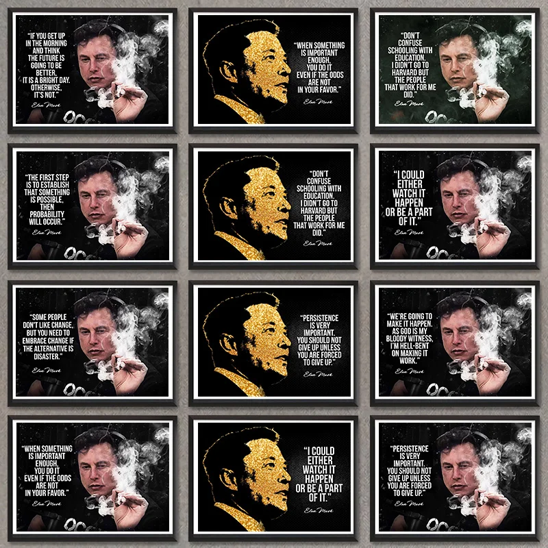 Elon Musk Inspirational Quotes Print Art Canvas Poster For Living Room Decor Home Wall Picture
