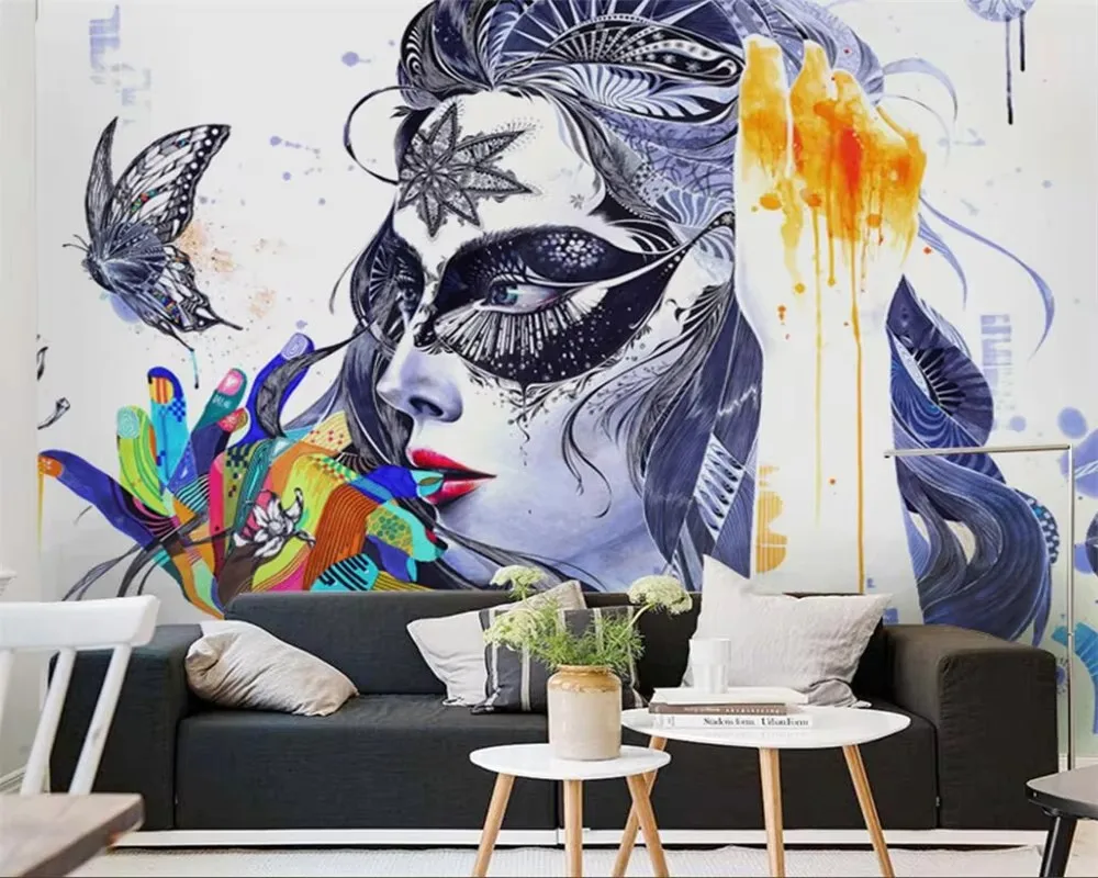 Custom wallpaper living room bedroom background murals fashion hand-painted make-up woman art TV mural 3d wallpaper