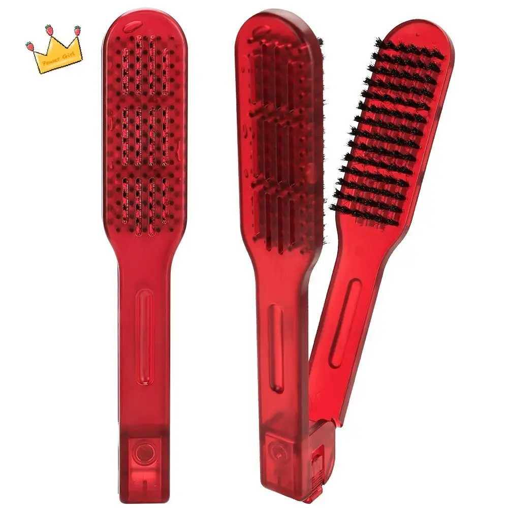 

Multifunctional Double Sided V Brush Anti-Static Hair Straightener Hairdressing Clamp Comb Anti-slip Hair Care