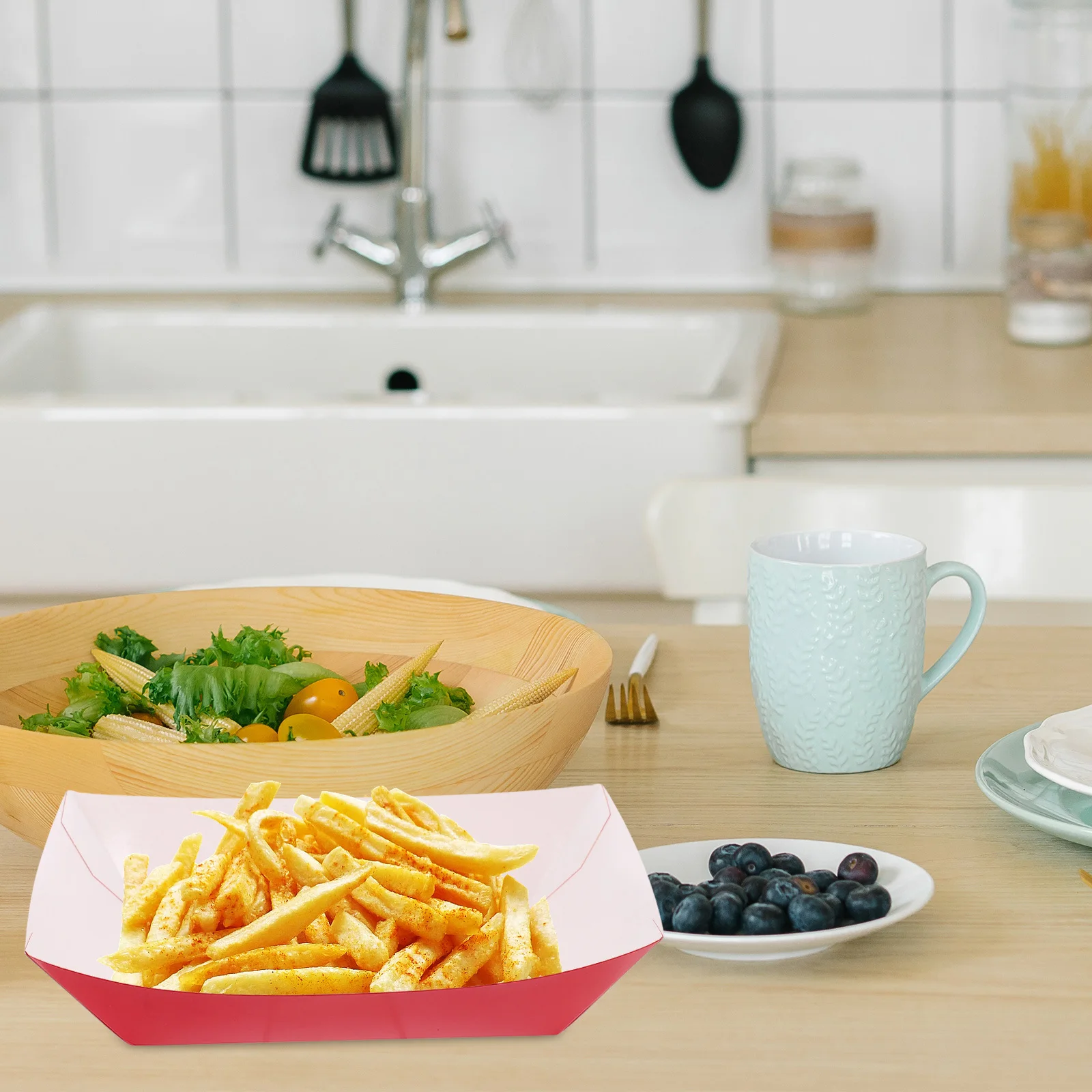 

50Pcs Snack Boxes Carnival Themed Disposable Food Trays for Parties Hot Dog Popcorn French Fries Food Boats Serving Boats