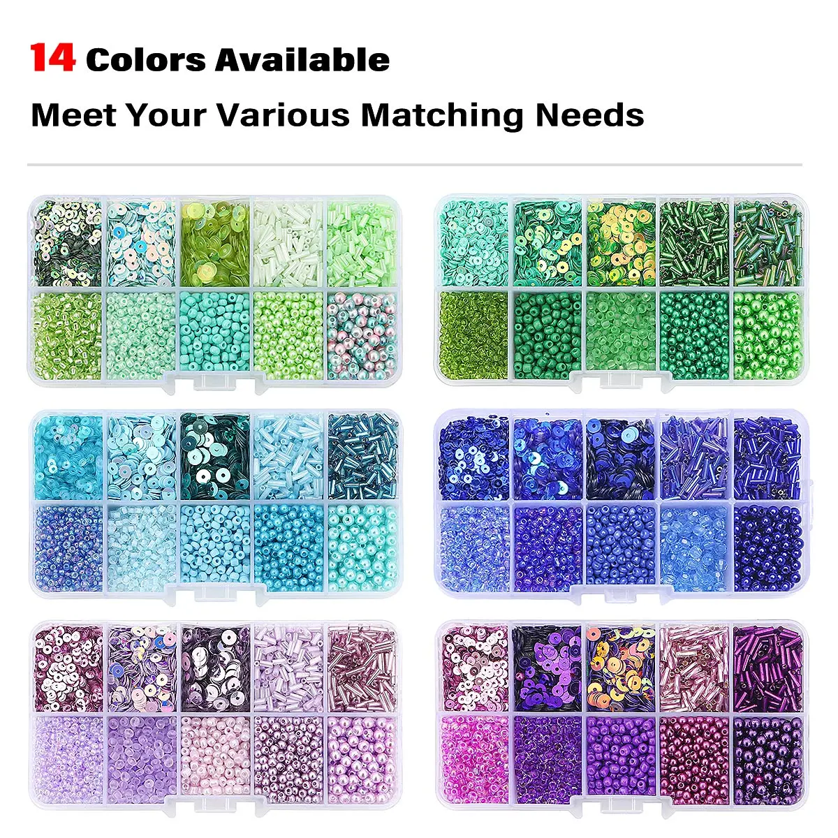 

10 Grids Glass Seed Beads Sequins Pearl Kit DIY Jewelry Making Starter Set Bracelet Necklace Materials Accessories 14 Colors