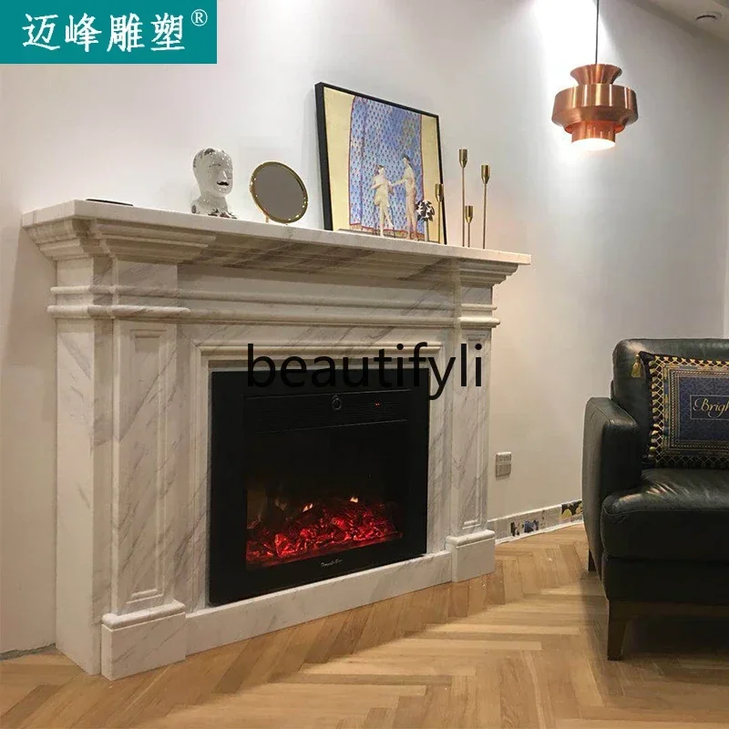 G Marble fireplace French stone fireplace decorative cabinet living room jazz white mantel