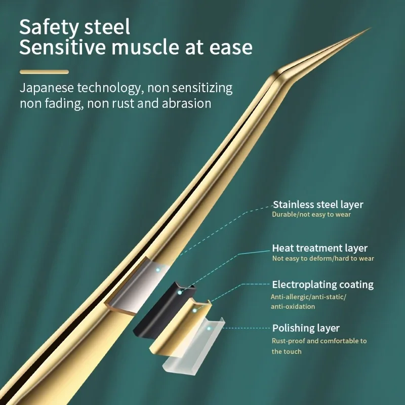 1 pz Pinzette per estensione ciglia diritte antistatiche Pinzette per sopracciglia diritte curve di precisione industriale Strumenti per il trucco