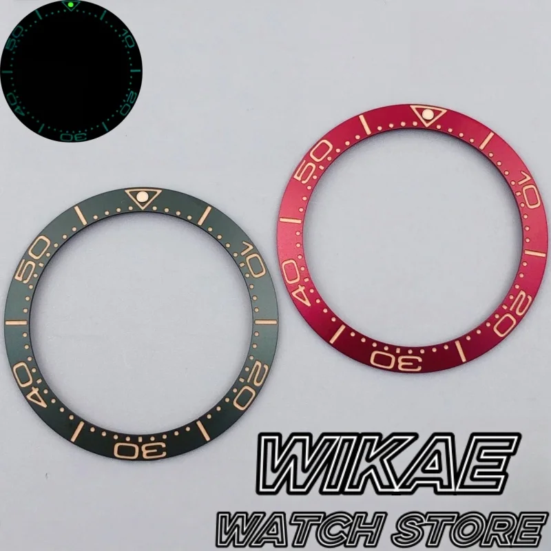 30.6mm*38mm Vingtage Gold Red Green Ceramic Watch Bezel Insert With Rose Calibation Cyan Luminous Fit 40mm41mm SUB 007 Case