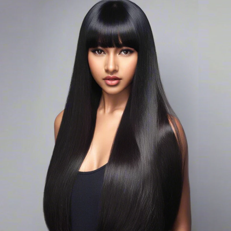 Soft and smooth 28 inch black synthetic role-playing wig, suitable for wearing at carnival music festivals