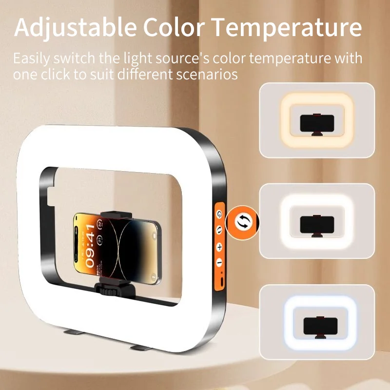 Luz de Anillo Portátil con Soporte para Teléfono, Luz LED Regulable para Selfies, Transmisiones en Vivo y Fotografía de Productos
