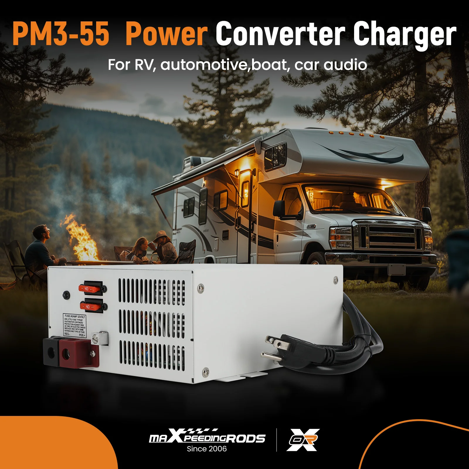 

Converter Charger PM3-55 For RV Motorhome 55 AMP 13VDC - 16.5VDC 110VAC to12VDC