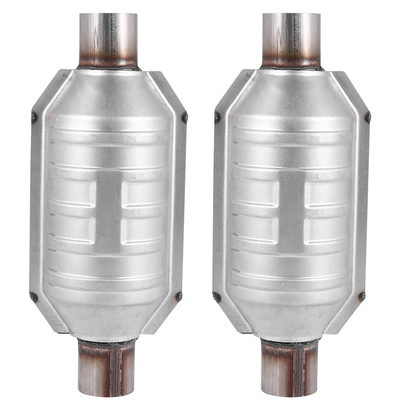 2 PCS Inlet/Outlet Car Stainless Steel Catalytic Converter Parts Kit With O2 Port & Heat Shield 53004