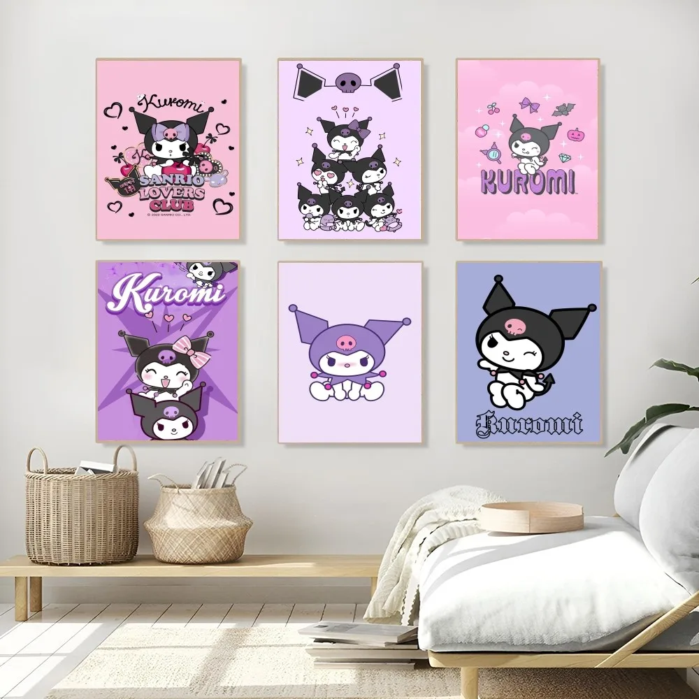 1PC Sanrio K-Kuromi Poster Self-adhesive Art Waterproof Paper Sticker Coffee House Bar Room Wall Decor