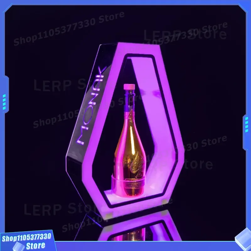 Acrylic LED Wine Bottle Display Rack Luminous Champagne Holder for Bar Restaurant Shelf Light Up Liquor Storage Stand Decor