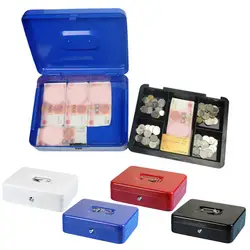 Mini Metal Money Box with Lock And 2 Keys Fireproof Cash Safe Box Anti-theft Secure Multi Compartments Storage Case Orgnizer