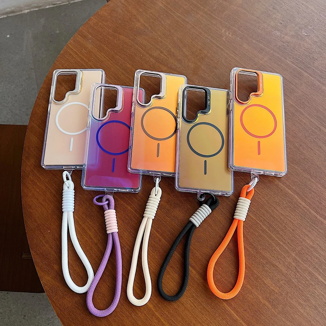 

Горячий ремешок с обесцвеченным кронштейном Magsafe, чехол для Samsung Galaxy S24 Plus S23 S25, ультрамагнитный чехол для беспроводной зарядки, подставка